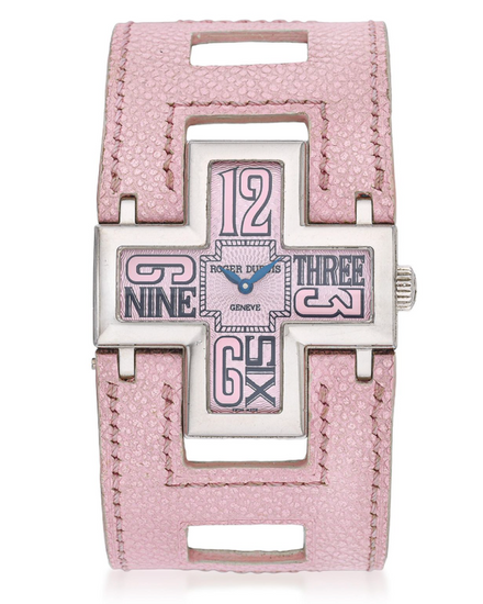 Roger Dubuis Follow Me 39MM Quartz Pink Dial Leather Strap (F16850)