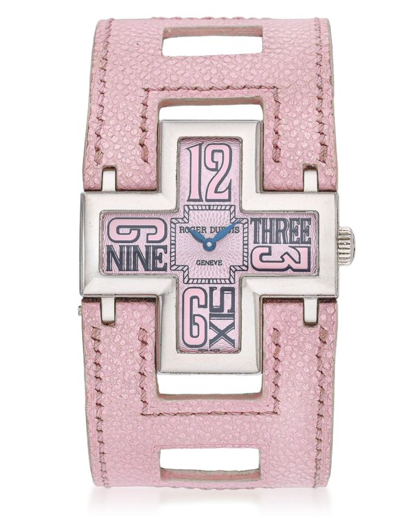 Roger Dubuis Follow Me 39MM Quartz Pink Dial Leather Strap (F16850)
