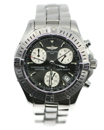 Breitling Colt Chronograph 38MM Quartz Black Dial Steel Bracelet (A73350)