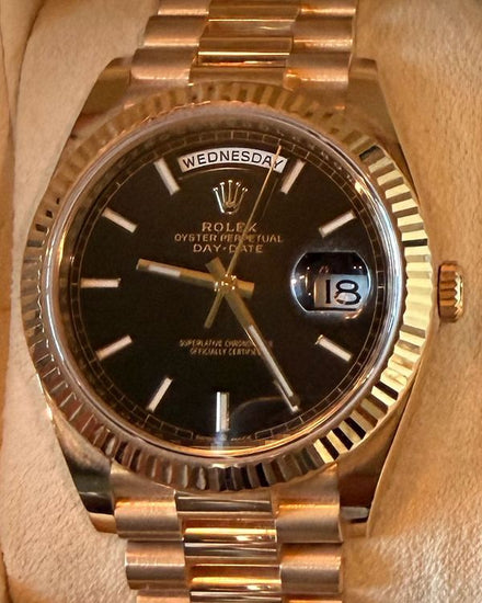 2021 Rolex Day-Date 40MM Black Dial Yellow Gold President Bracelet (228238)