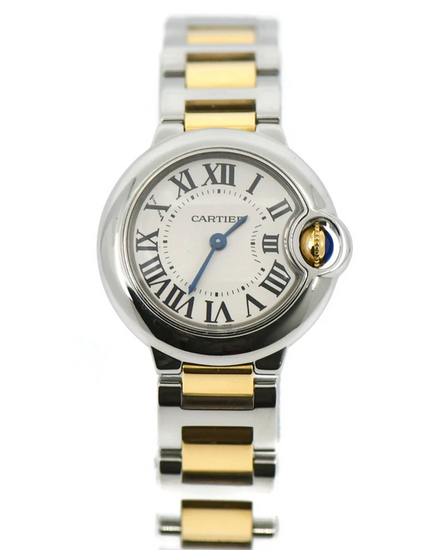 2009 Cartier Ballon Bleu 28MM Quartz Silver Dial Two-Tone Bracelet (W69007Z3)