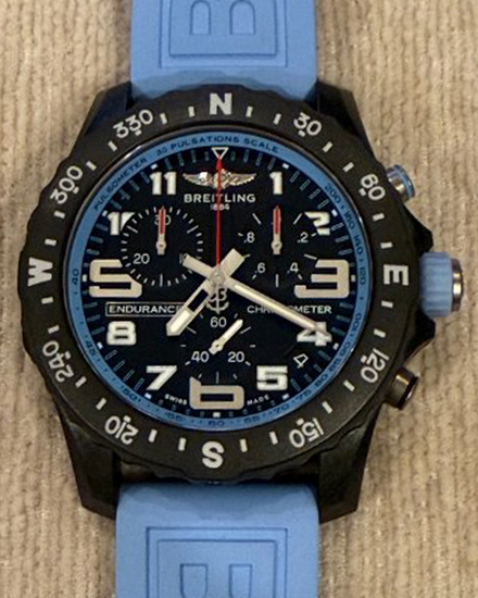 Breitling Endurance Pro 44MM Quartz Black Dial Rubber Strap (X82310281B1S1)