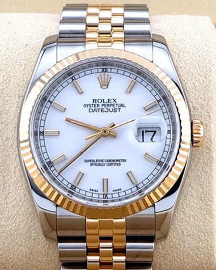2008 Rolex Datejust 36MM White Dial Two-Tone Jubilee Bracelet (116233)