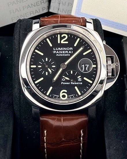 Panerai Luminor Power Reserve 44MM Black Dial Leather Strap (PAM00090)