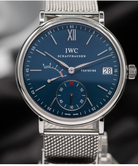 2021 IWC Schaffhausen Portofino Hand-Wound 8 Days 45MM Blue Dial Steel Bracelet (IW510116)