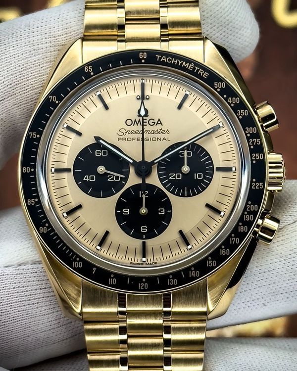 2023 Omega Speedmaster Professional Moonwatch 42MM Champagne Dial Yellow Gold Bracelet (310.60.42.50.99.002)