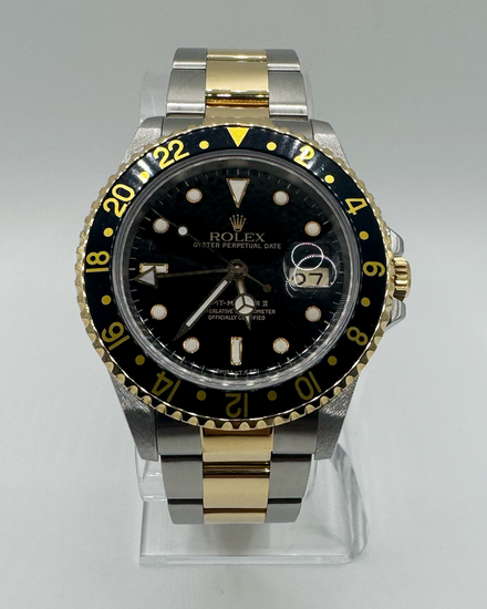 1989 Rolex GMT-Master II 40MM Aftermarket Black Dial Two-Tone Oyster Bracelet (16713)