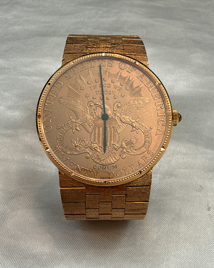Corum Coin Watch "Double Eagle" 35MM Gold Dial Aftermarket Yellow Gold Bracelet (1904)