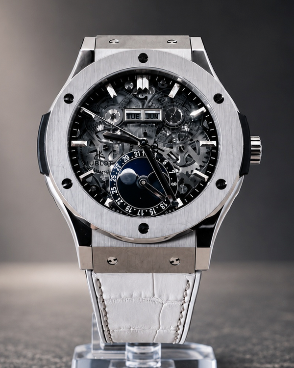 2022 Hublot Classic Fusion Aerofusion Moonphase 45MM Skeleton Dial Leather Strap (517.NX.0170.LR)