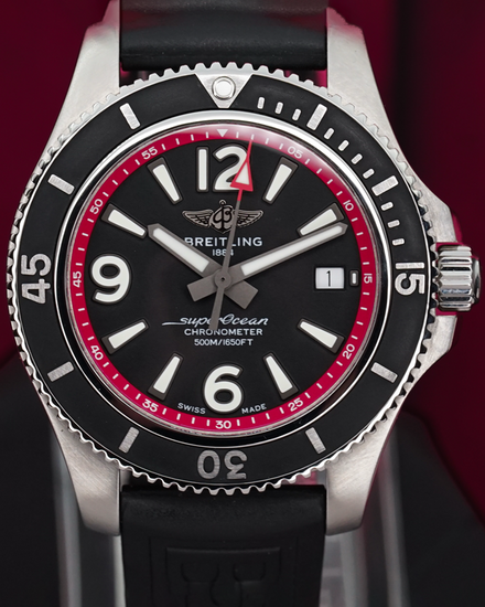 2021 Breitling Superocean 42MM Black Dial Rubber Strap (A17366D71B2S1)