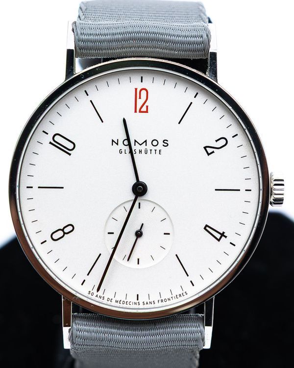 2026 NOMOS Glashutte Tangente 38 Doctors Without Borders 50th Anniversary L.E. 38MM White Dial Textile Strap (165.S50)
