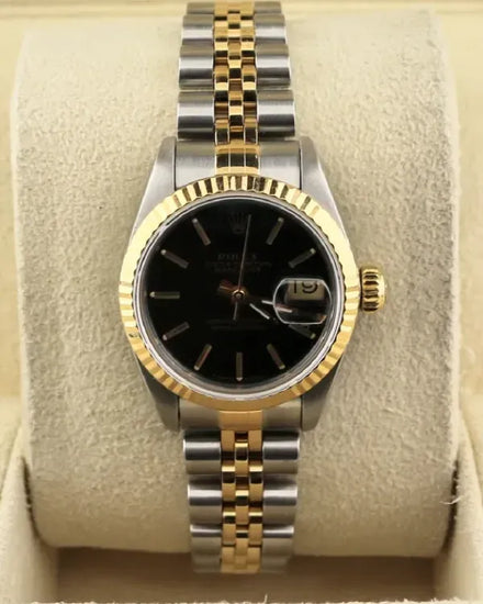 1990 Rolex Lady-Datejust 26MM Black Dial Two-Tone Jubilee Bracelet (69173)