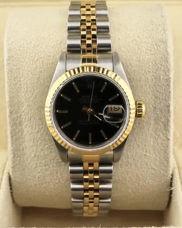 1990 Rolex Lady-Datejust 26MM Black Dial Two-Tone Jubilee Bracelet (69173)