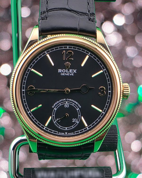 2025 Rolex 1908 39MM Black Dial Leather Strap (52508)