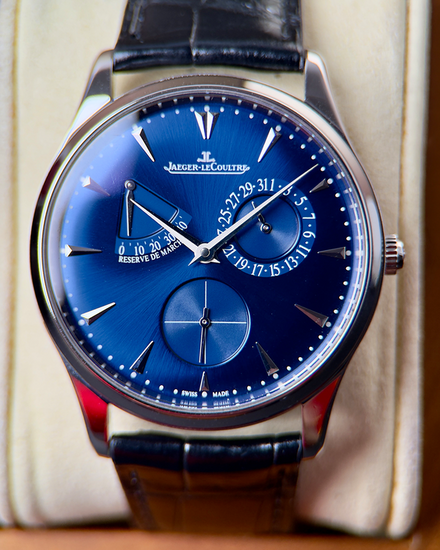 2019 Jaeger-LeCoultre Master Ultra Thin Power Reserve 39MM Blue Dial Leather Strap (Q1378480)