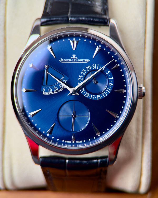 2019 Jaeger-LeCoultre Master Ultra Thin Power Reserve 39MM Blue Dial Leather Strap (Q1378480)