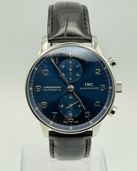 2018 IWC Schaffhausen Portugieser Chronograph 41MM Blue Dial Leather Strap (IW371491)