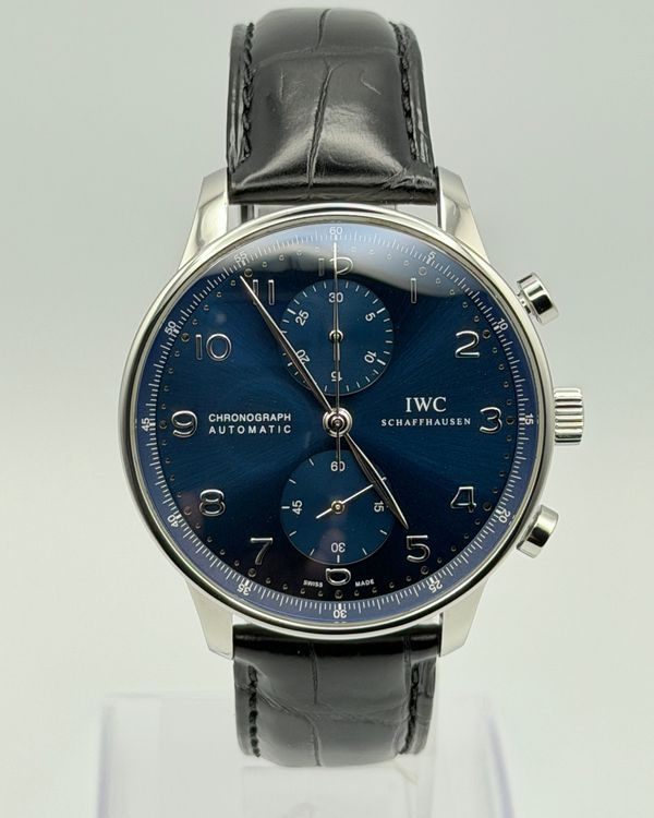 2018 IWC Schaffhausen Portugieser Chronograph 41MM Blue Dial Leather Strap (IW371491)