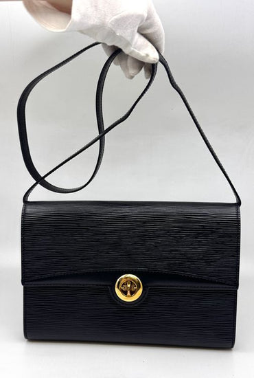 Louis Vuitton Bag Epi Pochette Arche Shoulder Bag 9.4IN x 6.4IN x 2IN Black Leather Gold-Tone Hardware Leather Strap (M52572)