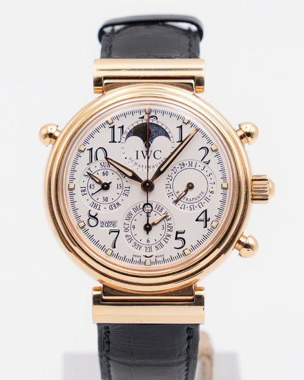 IWC Schaffhausen Da Vinci Perpetual Rattrapante 41.5MM Silver Dial Leather Strap (IW375403)