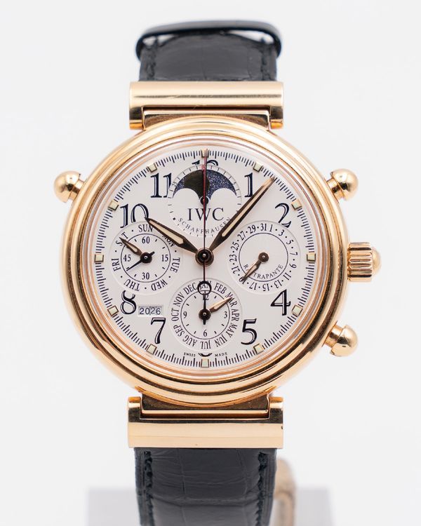 IWC Schaffhausen Da Vinci Perpetual Rattrapante 41.5MM Silver Dial Leather Strap (IW375403)