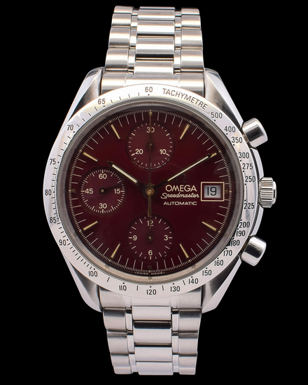 Omega Speedmaster Date "Marui" 39MM Burgundy Dial Steel Bracelet (3511.61)