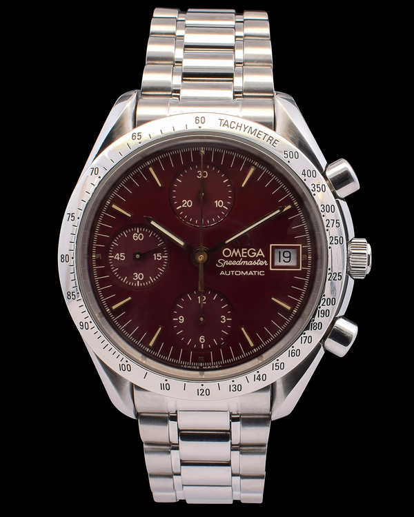Omega Speedmaster Date "Marui" 39MM Burgundy Dial Steel Bracelet (3511.61)