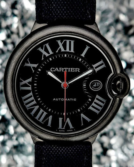 2017 Cartier Ballon Bleu 42MM Black Dial Textile Strap (WSBB0015)