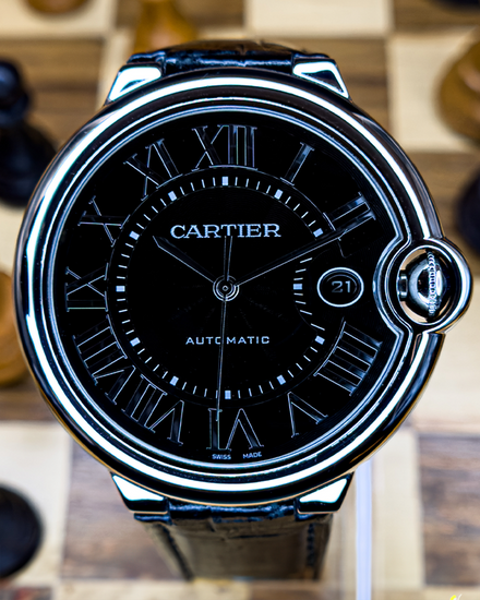 2016 Cartier Ballon Bleu 42MM Black Dial Alligator Leather Strap (WSBB0003)