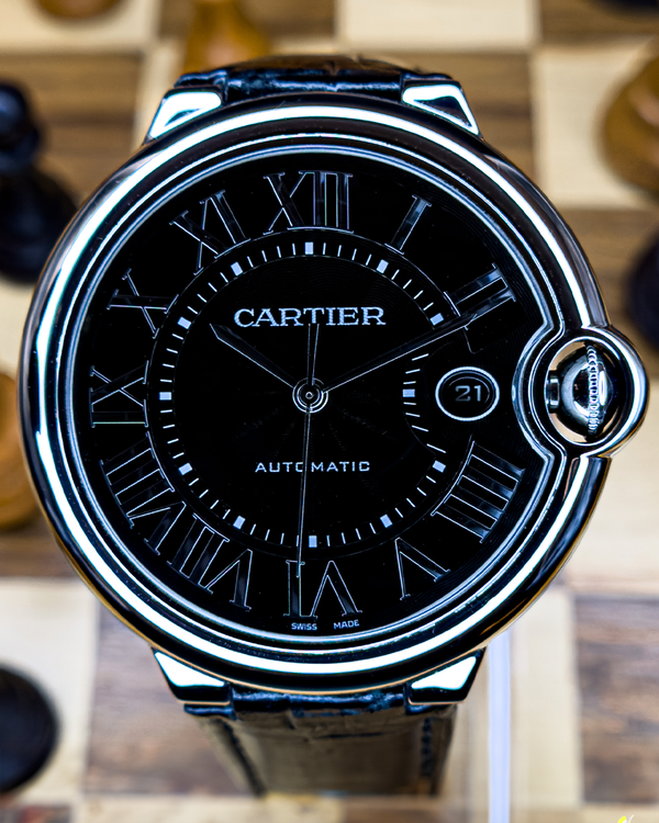 2016 Cartier Ballon Bleu 42MM Black Dial Alligator Leather Strap (WSBB0003)
