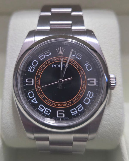 No Reserve - Rare 2008 Rolex Oyster Perpetual 36MM Black "Harley" Dial Oyster Bracelet (116000)