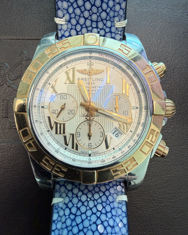 No Reserve - Breitling Chronomat 44MM Mother of Pearl Dial Aftermarket Leather Strap (CB011012)