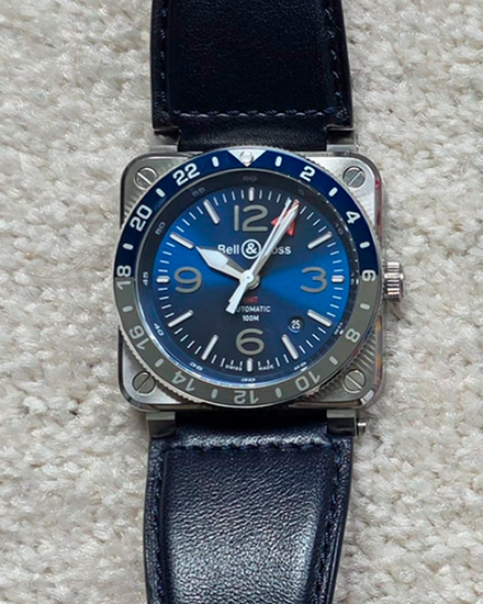 2025 Bell & Ross BR 03-93 GMT 42MM Blue Dial Leather Strap (BR 03-93)