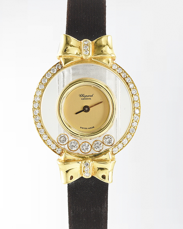 Chopard Happy Diamonds "Bow" 24MM Quartz Champagne Dial Leather Strap (4103)