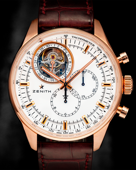 2016 Zenith El Primero Tourbillon Chronograph 44MM Silver Dial Leather Strap (18.2280.4035/01.C713)
