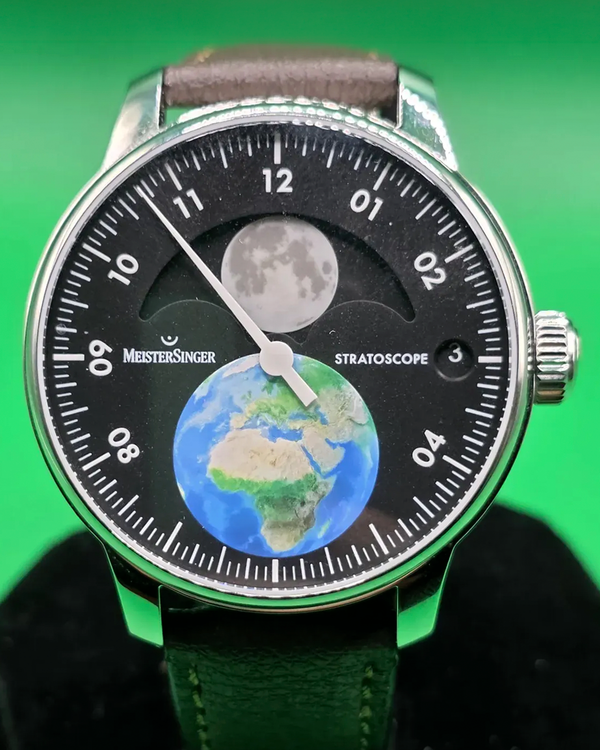 2025 MeisterSinger Stratoscope Best Friends L.E. 43MM Black Dial Leather Strap (ED-STBF902)