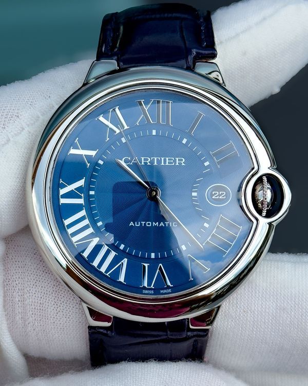 2021 Cartier Ballon Bleu 42MM Blue Dial Leather Strap (WSBB0027)