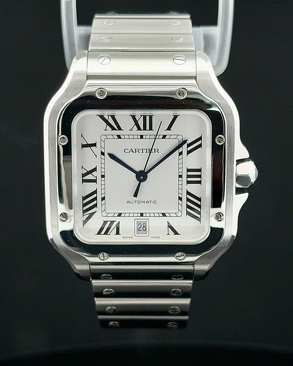 Cartier Santos De Cartier 39.8MM White Dial Steel Bracelet (WSSA0018)