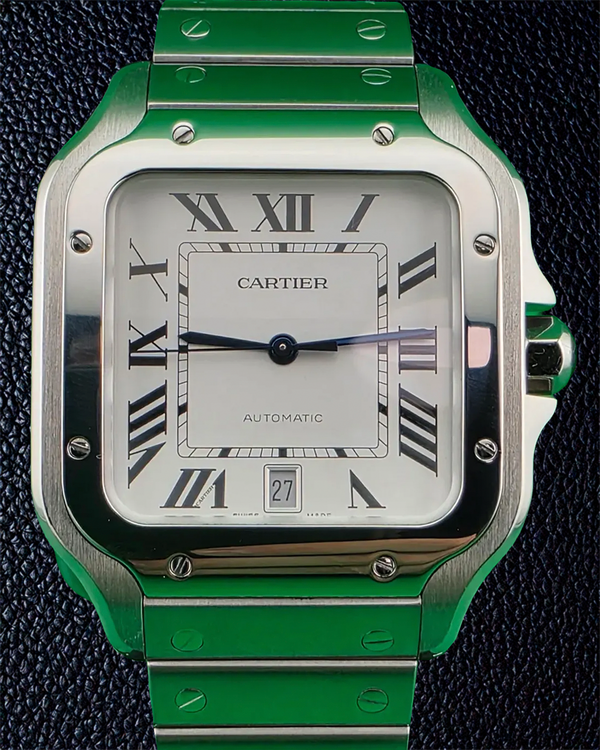 2024 Cartier Santos De Cartier Large 39.8MM White Dial Steel Bracelet (WSSA0018)