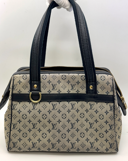 Louis Vuitton Bag 10.6" W * 7.9" H * 5.5" D Gray & Black Canvas & Leather (SR1021)