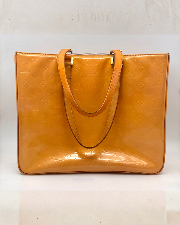 Louis Vuitton Bag Vernis Columbus Tote Medium 12 x 14 x 3.5IN Orange Leather Gold-Tone Hardware Leather Straps (Tote)
