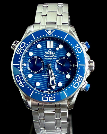2021  Omega Seamaster Diver 300M Chronograph 44MM Blue Dial Steel Bracelet (210.30.44.51.03.001)