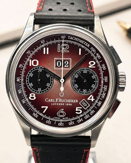No Reserve - Carl F. Bucherer Heritage BiCompax Annual Hometown "Beijing" L.E. 41MM Red Dial Leather Strap (00.10803.08.92.88)