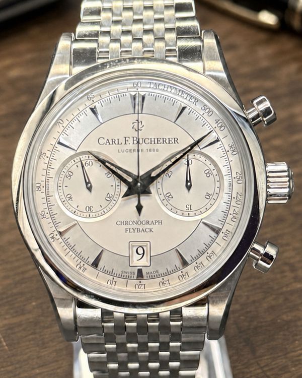 No Reserve - Carl F. Bucherer Manero Flyback 43MM Silver Dial Steel Bracelet (00.10919.08.13.21)