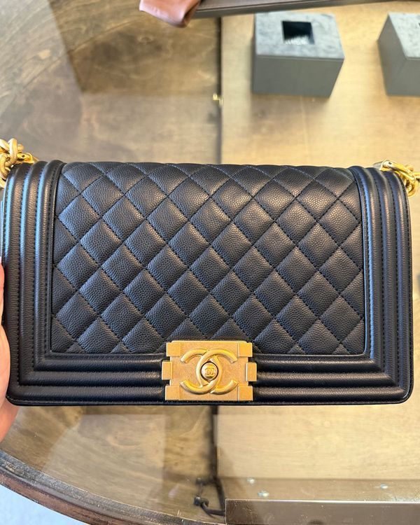Chanel Boy Flap Crossbody Bag Small Black Leather Gold-Tone Hardware Leather Strap (Chanel Boy)