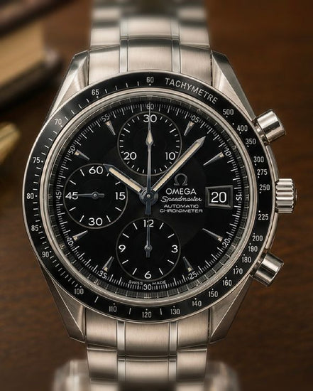 No Reserve - 2009 Omega Speedmaster Date 40MM Black Dial Steel Bracelet (3210.50.00)