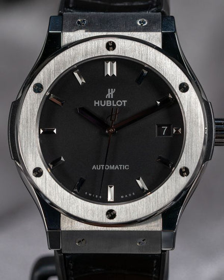 No Reserve - 2022 Hublot Classic Fusion 45MM Black Dial Leather Strap (511.NX.1171.LR)