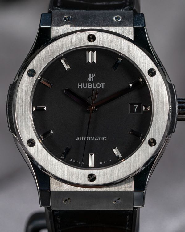 No Reserve - 2022 Hublot Classic Fusion 45MM Black Dial Leather-Rubber Strap (511.NX.1171.LR)