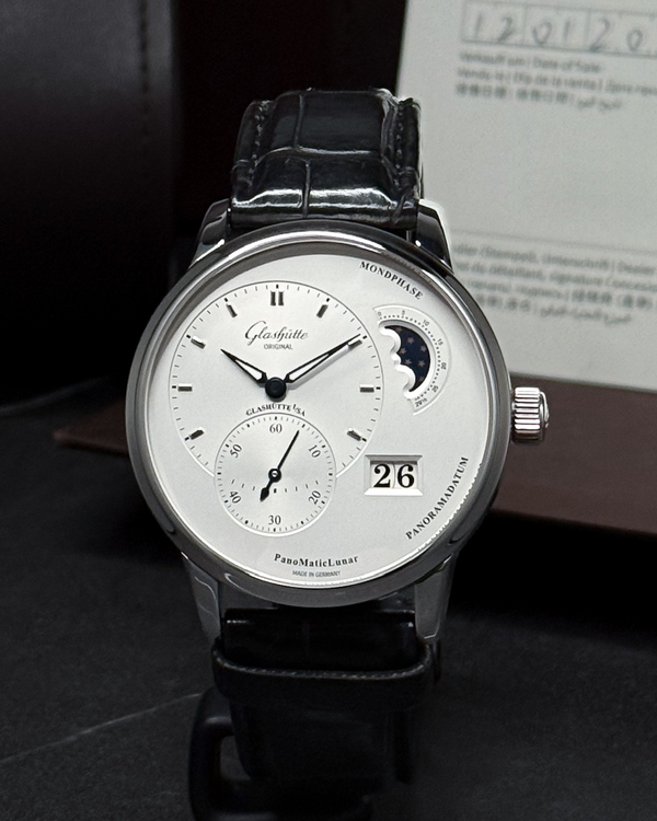 2025 Glashütte Original PanoMaticLunar 40MM Silver Dial Leather Strap (1-90-02-42-32-50)