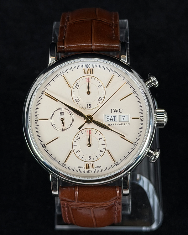 2020 IWC Schaffhausen Portofino Chronograph 42MM White Dial Leather Strap (IW391022)